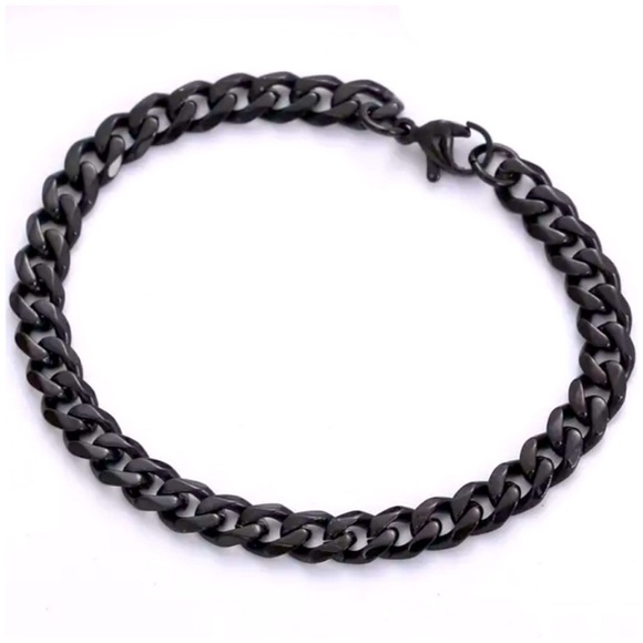 Black Cuban Link Bracelet | Thick Titanium Steel Men’s Chain Jewelry - Picture 5 of 5